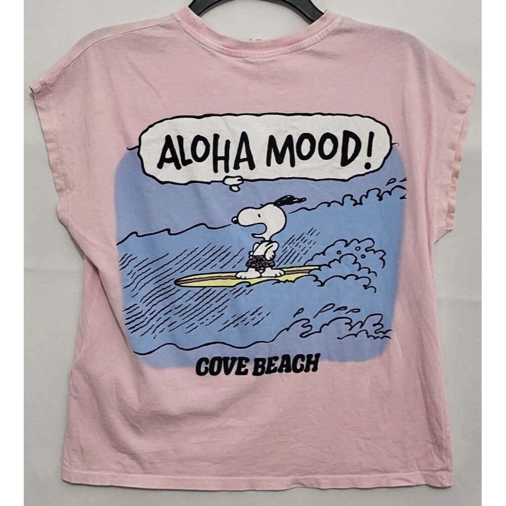 Zara Girls 11-12 152 Pink Snoopy Aloha Mood Cove Beach Graphic T Shir